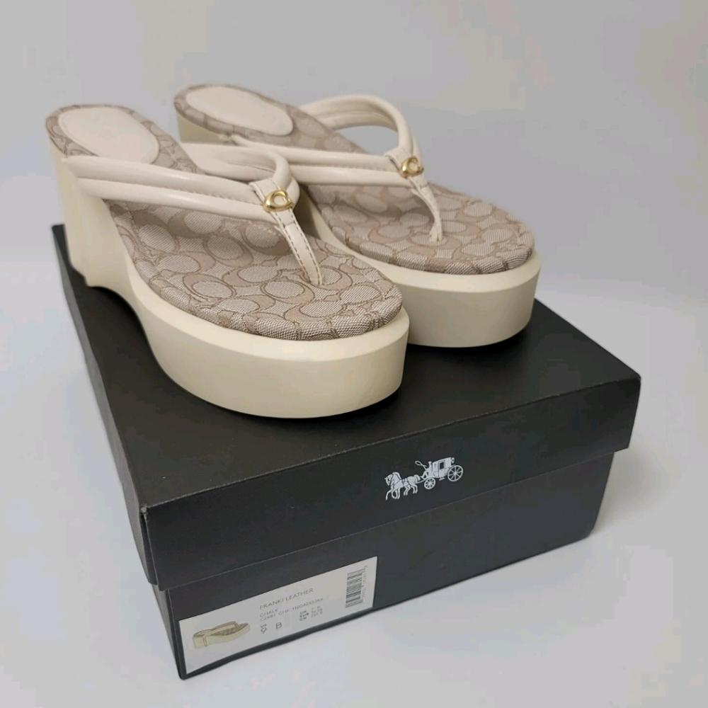 COACH Womens Franki Leathers Platform Flip Flops. - Picture 3 of 16